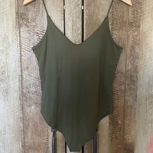 Olive green spaghetti strap bodysuit